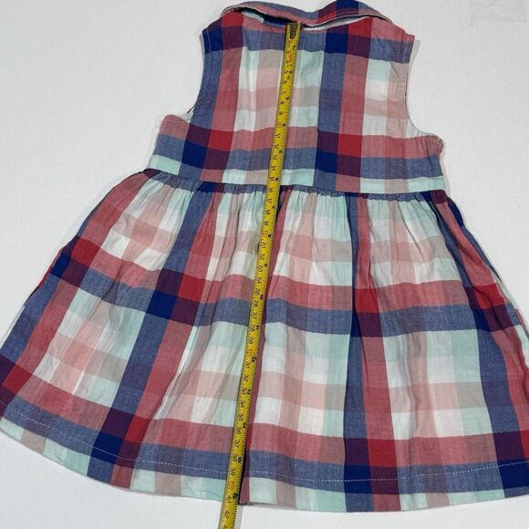 H&M girls Sleeveless dress Size 6-9M in a cotton weave with a collar Y buttons - Picture 11 of 16